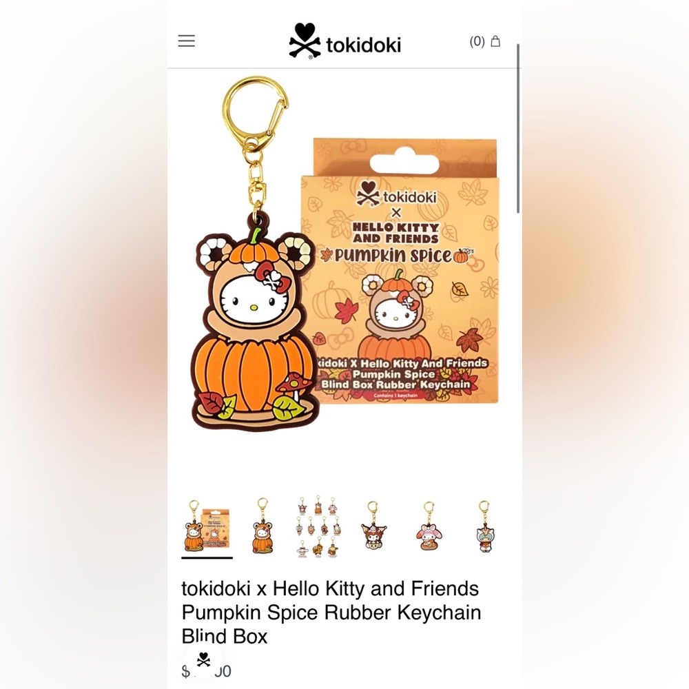 tokidoki x Hello Kitty - Pumpkin Spice Rubber Keychain - Style is Kiki - Picture 4 of 6